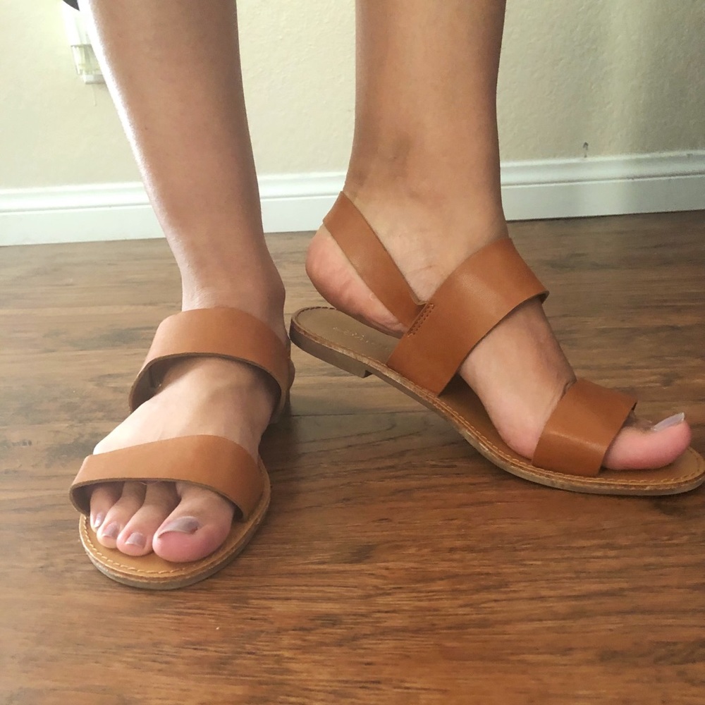 Brown two strap ankle sandals